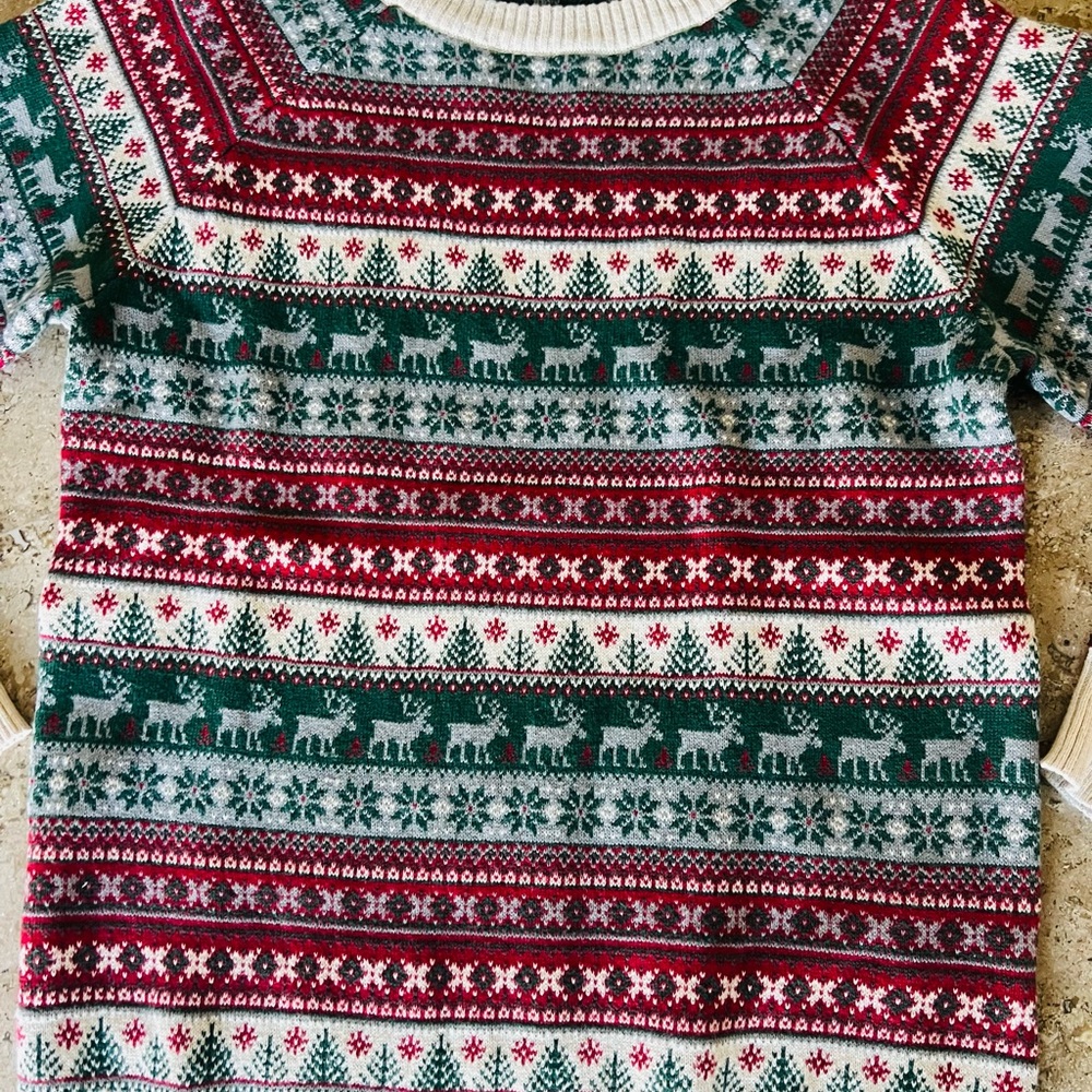 NWT Scene&Heard Fair Isle Festive Christmas 100% Cotton Knit Sweater Size 10-12 - Picture 7 of 9